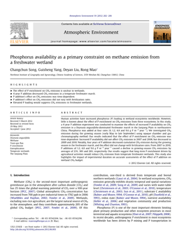 Phosphorus Availability As a Primary Constraint on Methane Emission from a Freshwater Wetland