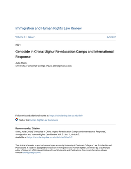 Genocide in China: Uighur Re-Education Camps and International Response