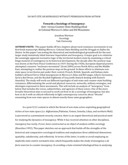 Towards a Sociology of Insurgency: Anti- Versus Counter-State Building Jihad in Colonial Morocco’S Atlas and Rif Mountains