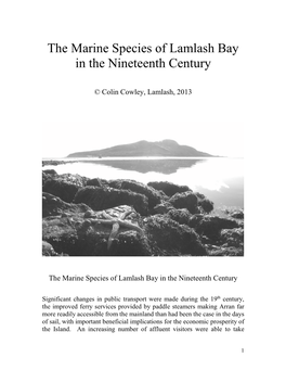 The Marine Species of Lamlash Bay in the Nineteenth Century
