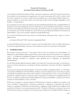 Consejo De Concesiones Acta Sesión Extraordinaria De Febrero De 2021