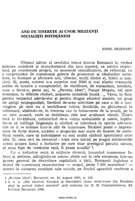 Ultimul Pătrar Al Secolului Trecut Înscrie Botoşanii În Vechea Ca