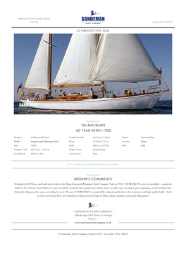 45' Teak Ketch 1933