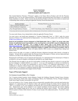 S065A Stratus Technologies Ftserver™ Products Limited Hardware