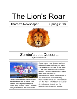 The Lion's Roar Thorne’S Newspaper Spring 2018