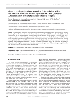 Genetic, Cytological and Morphological Differentiation Within the Balkan-Carpathian Sesleria Rigida Sensu Fl