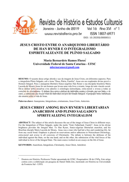 Jesus Cristo Entre O Anarquismo Libertário De Han Ryner E O Integralismo Espiritualizante De Plínio Salgado