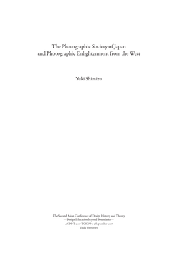 The Photographic Society of Japan and Photographic Enlightenment from the West