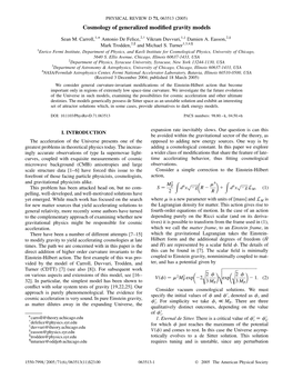 Cosmology of Generalized Modified Gravity Models Physical Review D 71, 063513 (2005) H