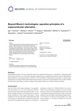 Beyond Moore's Technologies: Operation Principles of A