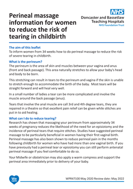 Perineal Massage Information for Women to Reduce the Risk of Tearing in Childbirth