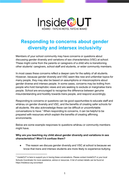 Responding to Concerns About Gender Diversity and Intersex Inclusivity