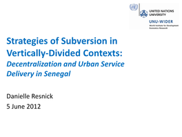 Vertically-Divided Authority and Urban Service Delivery in Senegal