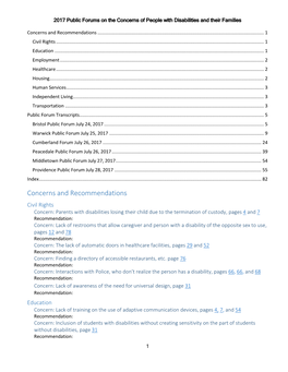2017 Public Forums to Identify the Concerns of People With