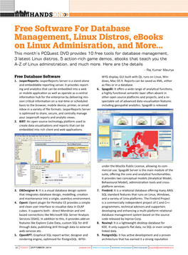 Free Software for Database Management, Linux Distros, Ebooks on Linux Adminisration, and More