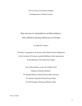 Hues and Cues of Voting Behavior on Ballot Initiatives: Party Affiliation and Direct Democracy in Colorado