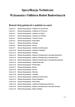 Specyfikacja Techniczna Wykonania I Odbioru Robót Budowlanych Dróg