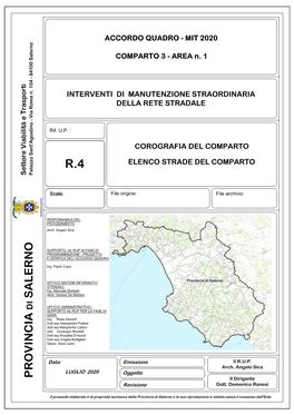 ACCORDO QUADRO - Area 1 - Comparto 3 Settore Viabilità E Trasporti