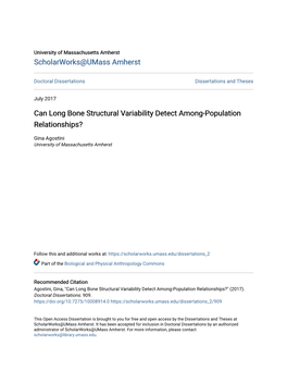 Can Long Bone Structural Variability Detect Among-Population Relationships?