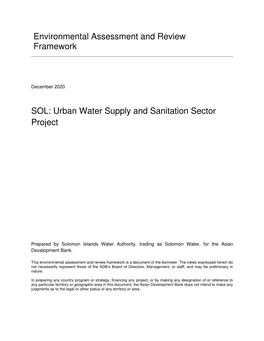 Environmental Assessment and Review Framework SOL: Urban