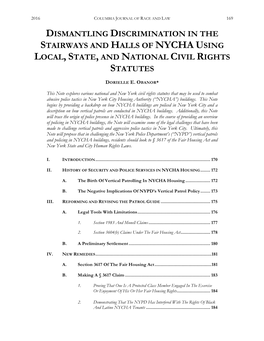 Dismantling Discrimination in the Stairways and Halls of Nycha Using Local, State, and National Civil Rights Statutes