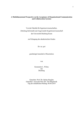 A Multidimensional Perspective on the Acceptance of Organizational Communication and Collaboration Systems