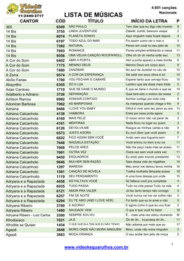 Lista De Músicas