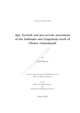 Age, Growth and Per-Recruit Assessment of the Saldanha and Langebaan Stock of Chelon Richardsonii Town