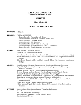 LAND USE COMMITTEE Council of the County of Maui