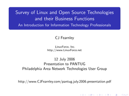 Survey of Linux and Open Source Technologies and Their Business Functions an Introduction for Information Technology Professionals