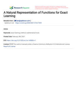 A Natural Representation of Functions for Exact Learning