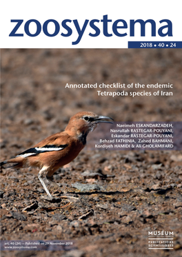Annotated Checklist of the Endemic Tetrapoda Species of Iran