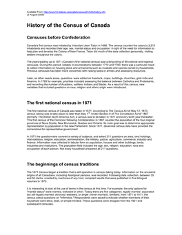 History of the Census of Canada