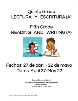 (A) Fifth Grade READING and WRITING