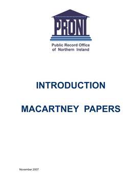 Introduction to the Macartney Papers