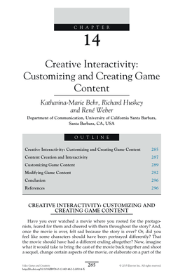 Video Games and Creativity 285 © 2015 Elsevier Inc