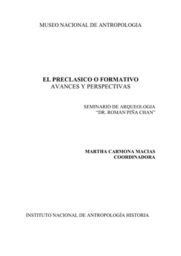 El Preclasico O Formativo Avances Y Perspectivas