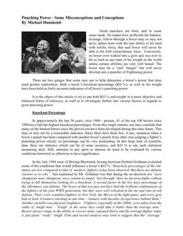 Some Misconceptions of Punching Power