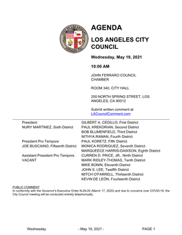 City Council May 19, 2021 Meeting Agenda