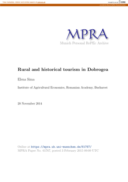 Rural and Historical Tourism in Dobrogea