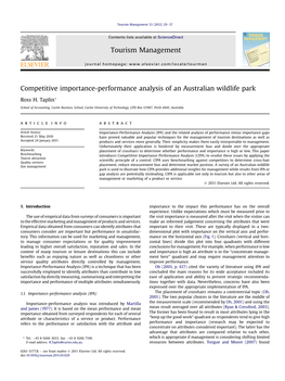 Competitive Importance-Performance Analysis of an Australian Wildlife Park