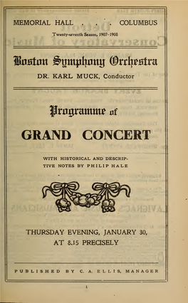 Boston Symphony Orchestra Concert Programs, Season 27,1907