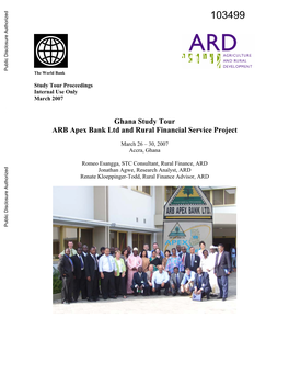 Ghana Study Tour ARB Apex Bank Ltd and Rural Financial Service Project