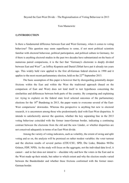 The Regionalisation of Voting Behaviour in 2013