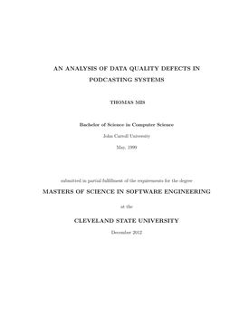 An Analysis of Data Quality Defects in Podcasting Systems