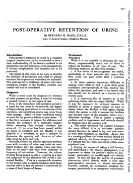 POST-OPERATIVE RETENTION of URINE by BERNARD H