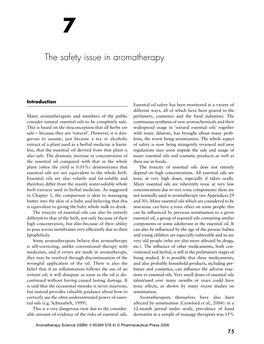 The Safety Issue in Aromatherapy