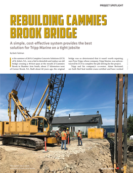 Rebuilding Cammies Brook Bridge a Simple, Cost-Effective System Provides the Best Solution for Tripp Marine on a Tight Jobsite