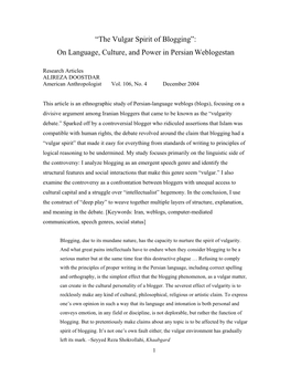 [Ti]The “Vulgar Spirit of Blogging”: on Language, Culture, and Power In