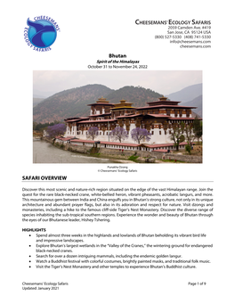 Bhutan SAFARI OVERVIEW